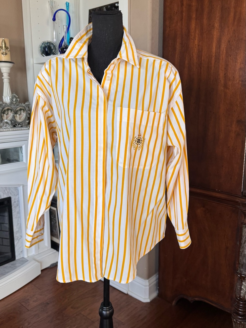 Vintage Hunting Ridge Yellow and White Stripe Button Shirt